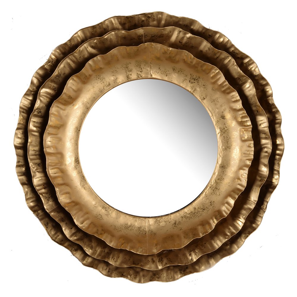 16" Gold Round Iron Framed Accent Mirror