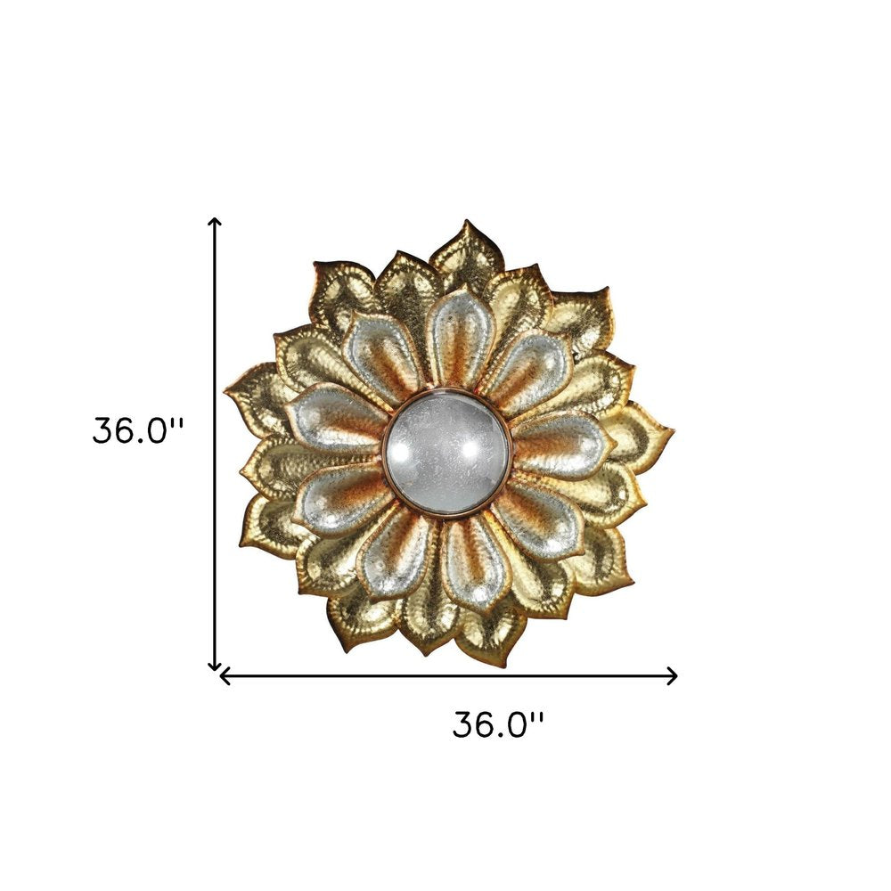 36" Gold Metal Flower Framed Accent Mirror