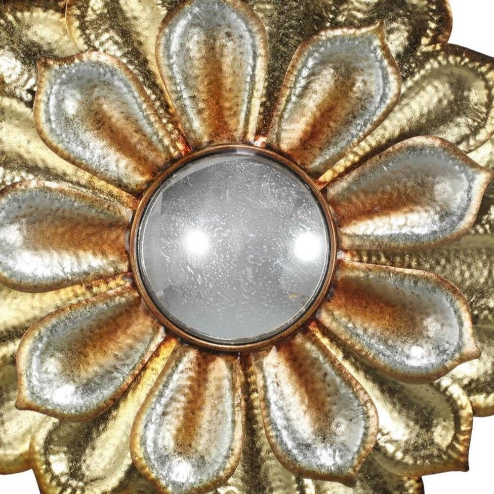 36" Gold Metal Flower Framed Accent Mirror