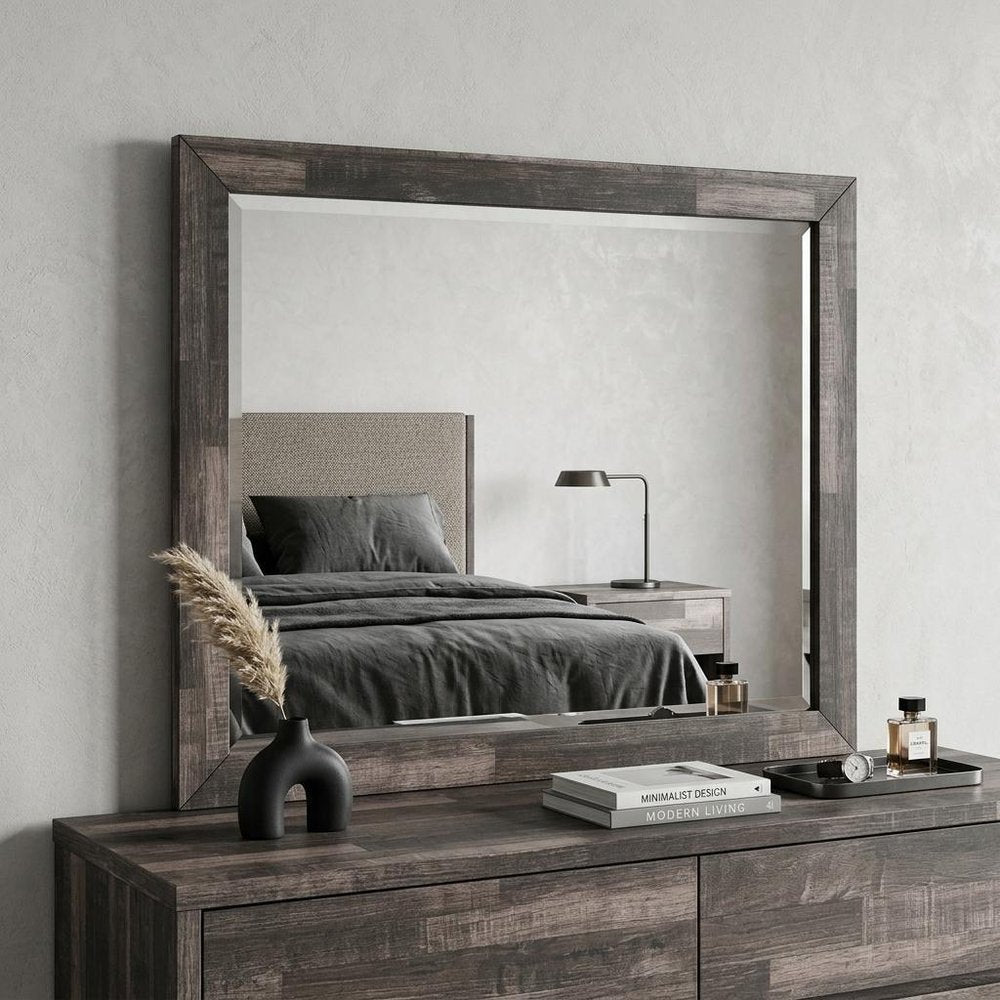 36" Brown Wood Framed Mounted Dresser Mirror