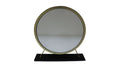 Set of Two Gold Black and White Metal And Faux Fur Freestanding Makeup Mirror And Stool