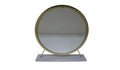 19" Brass Metal Round Freestanding Ornate Framed Makeup Shaving Tabletop Mirror