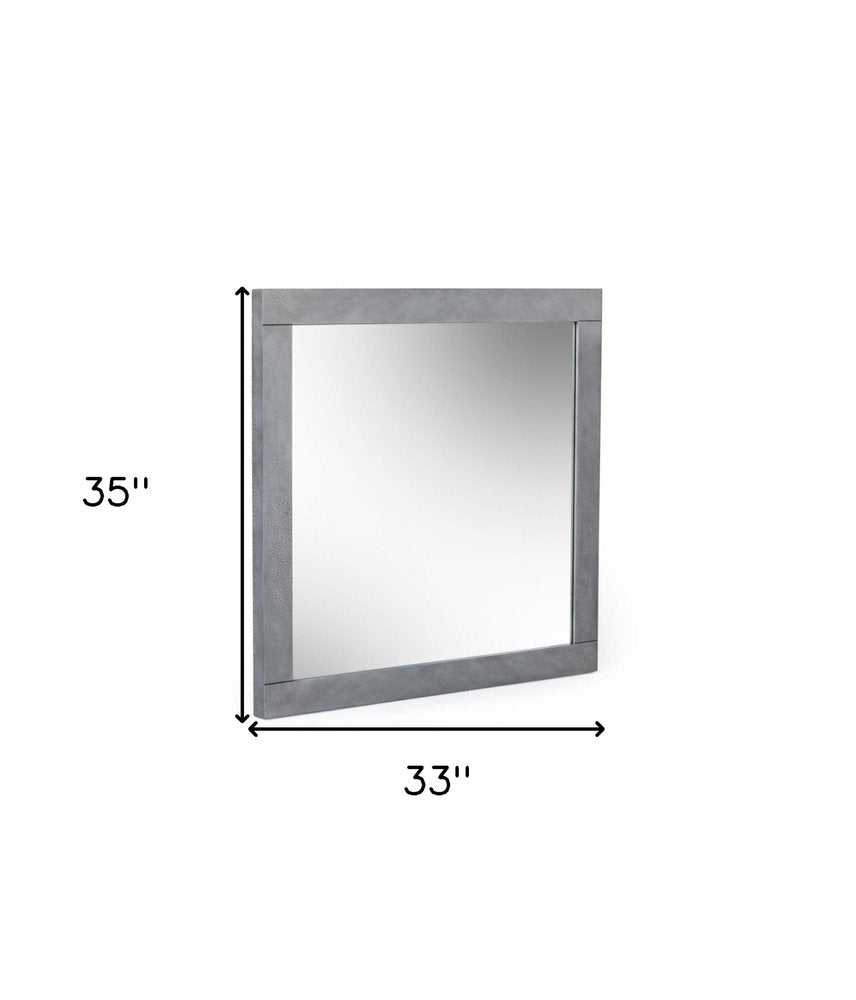 35" Gray Wood Framed Accent Mirror