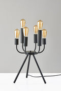 24" Black Six Light Tripod Tripod Lamp