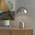 20" Nickel Metal Desk Table Lamp With Nickel Dome Shade