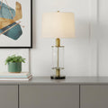 31" Clear Metal Table Lamp With White Empire Shade