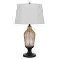 31" Bronze Glass Table Lamp With White Empire Shade