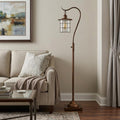 60" Rusted Traditional Shaped Floor Lamp With Rust Transparent Glass Drum Shade