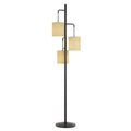 72" Bronze Three Light Traditional Shaped Floor Lamp With Beige Drum Shade