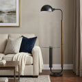 63" Brown Tray Table Floor Lamp With Bronze Transparent Glass Dome Shade