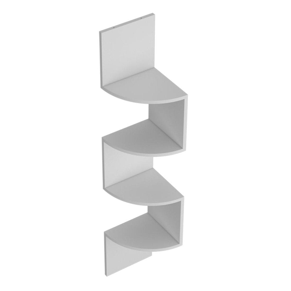 52" White Wood Wall Mounted Corner Shelf