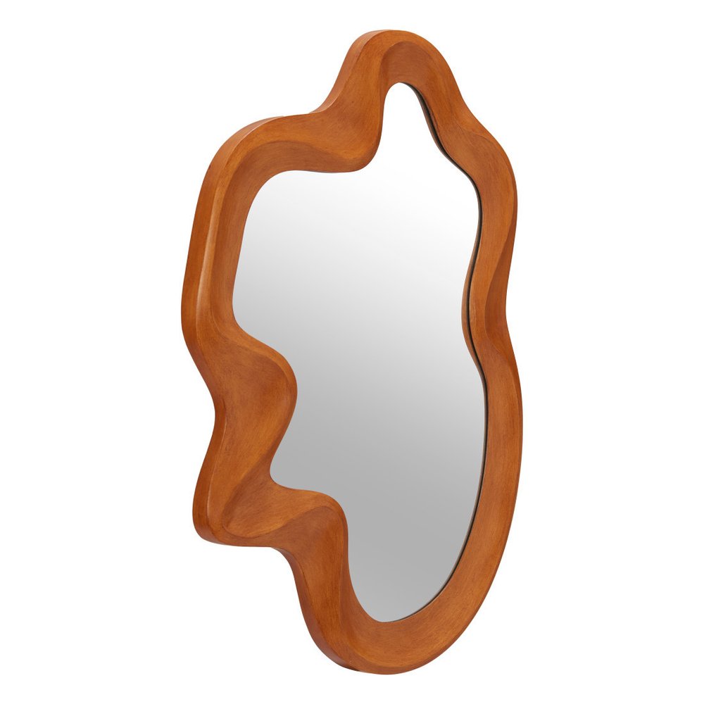 35" Brown Solid Wood Abstract Geometric Framed Accent Mirror