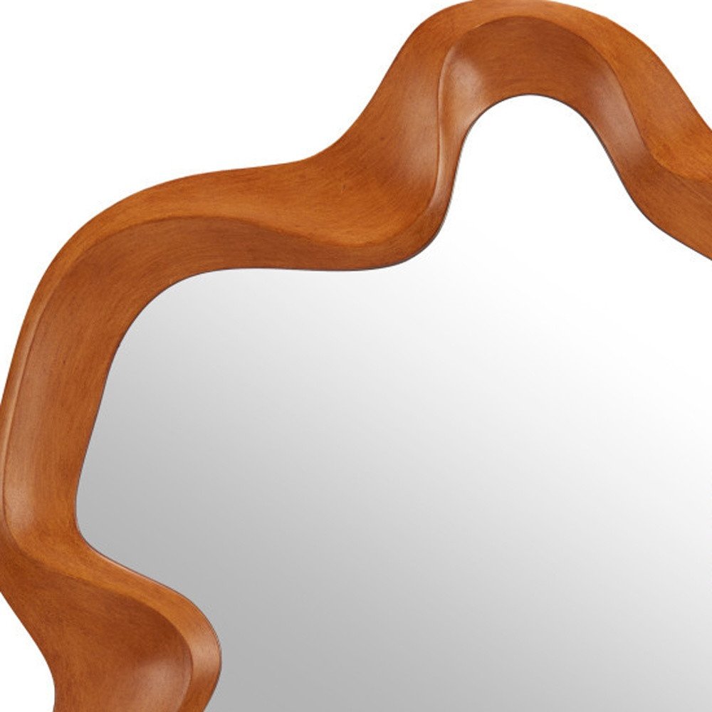 35" Brown Solid Wood Abstract Geometric Framed Accent Mirror