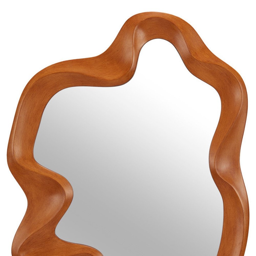 35" Brown Solid Wood Abstract Geometric Framed Accent Mirror
