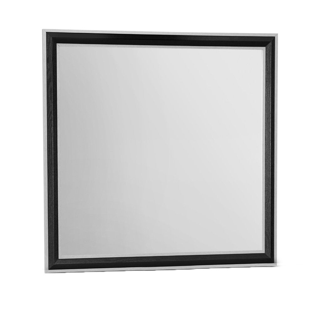 39" Black And Gray Wood Dresser Mount Framed Mirror