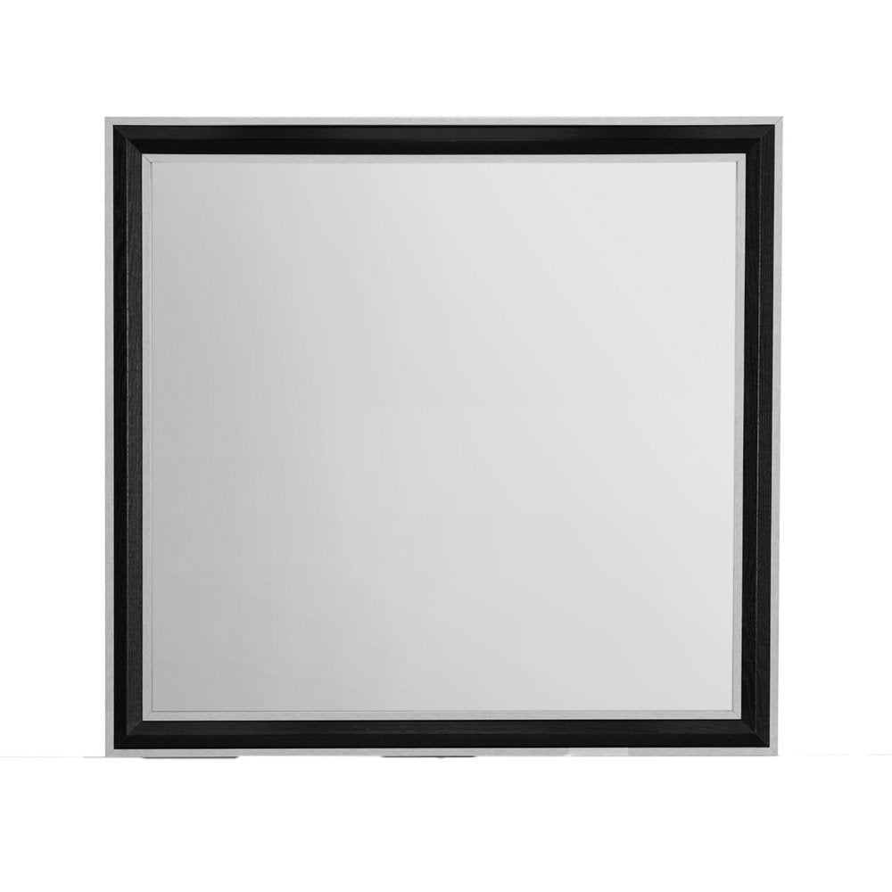 39" Black And Gray Wood Dresser Mount Framed Mirror