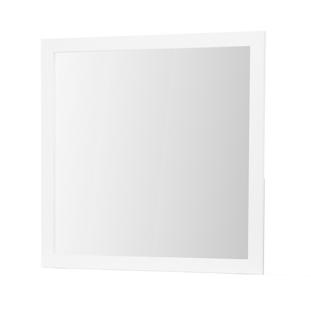 40" White Wood Square Dresser Mount Framed Mirror