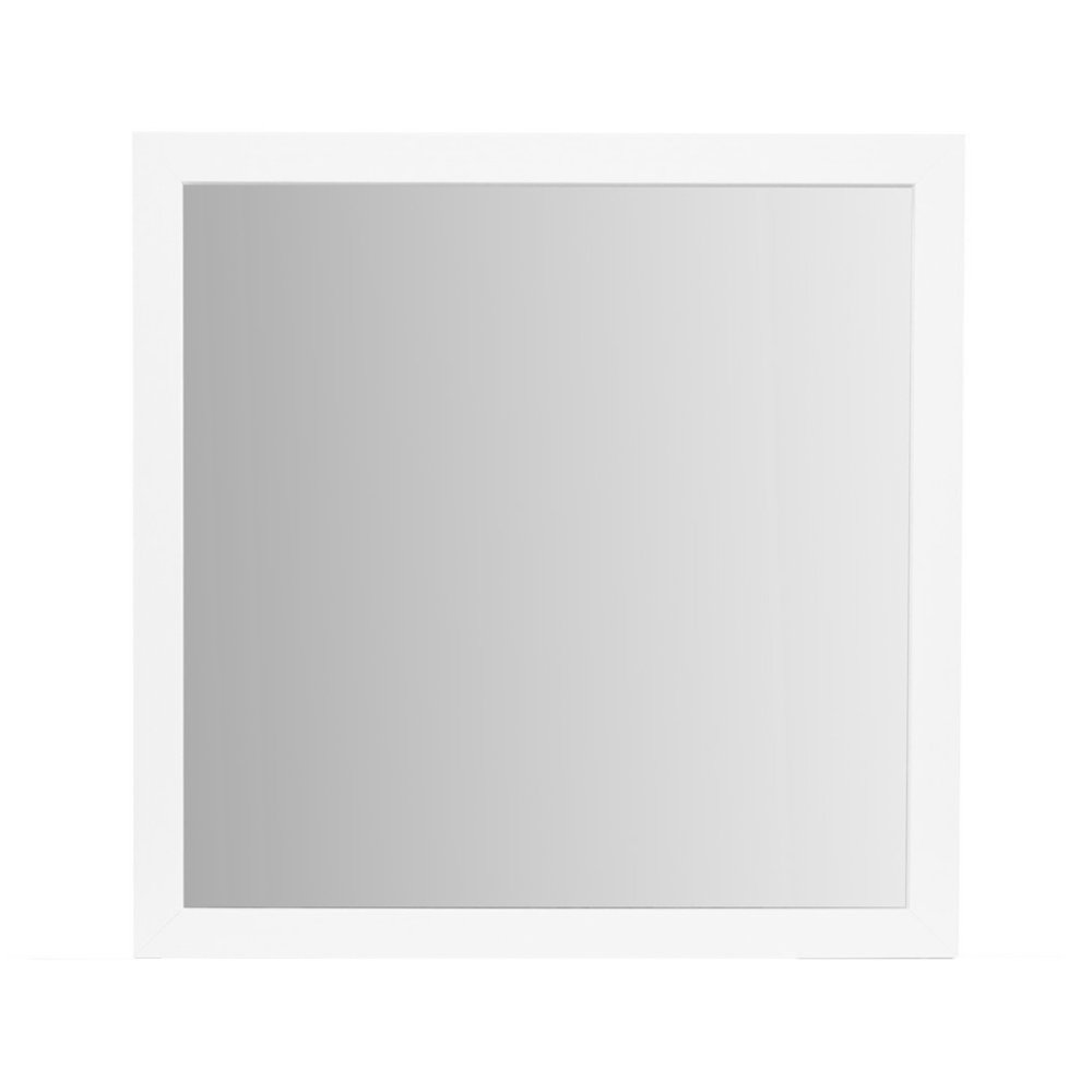 40" White Wood Square Dresser Mount Framed Mirror
