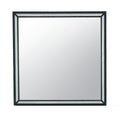 37" Black Faux Crystal And Wood Dresser Mount Framed Mirror