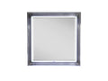 42" Silver And White Wood Square Lighted Dresser Mount Framed Mirror