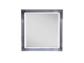 42" Silver And White Wood Square Lighted Dresser Mount Framed Mirror