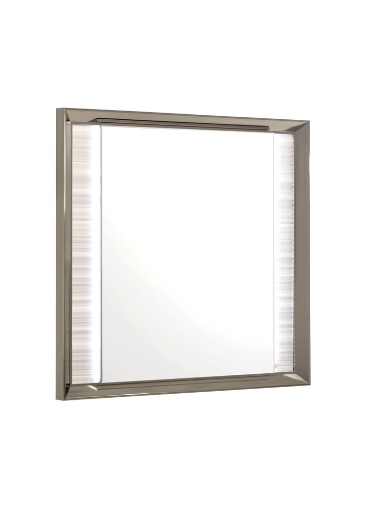 38" White And Silver Wood Lighted Dresser Mount Framed Mirror