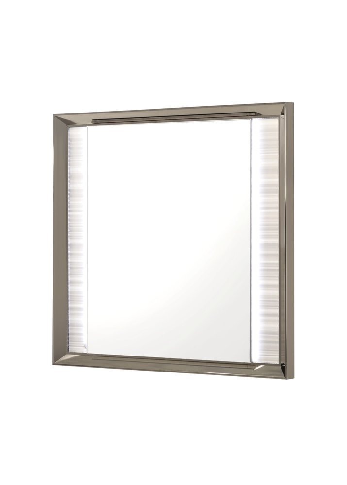 38" White And Silver Wood Lighted Dresser Mount Framed Mirror