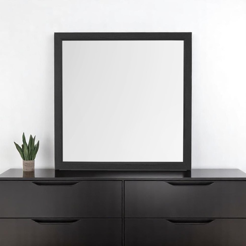 40" Gray Square Wood Framed Accent Mirror