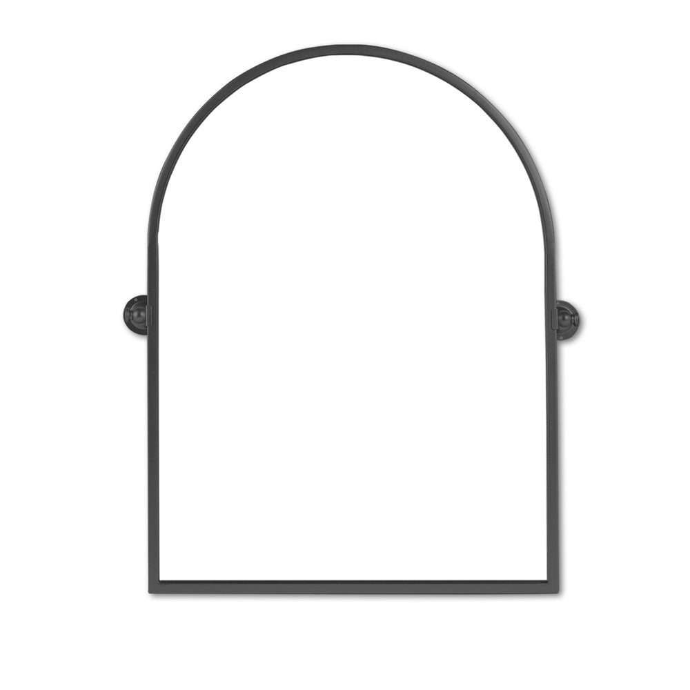 36" Black Metal Arch Tilting Framed Accent Mirror