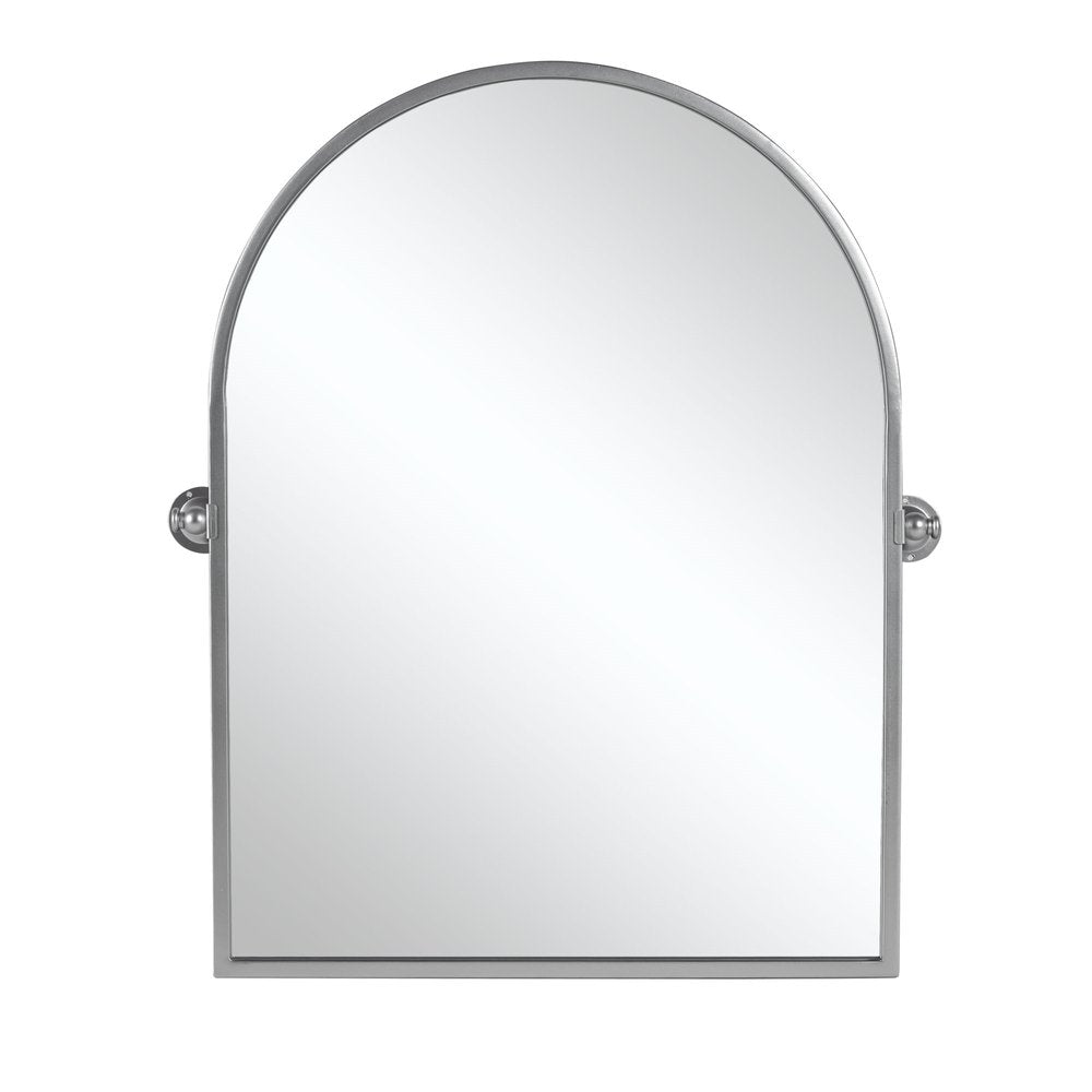 36" Silver Metal Arch Tilting Framed Accent Mirror