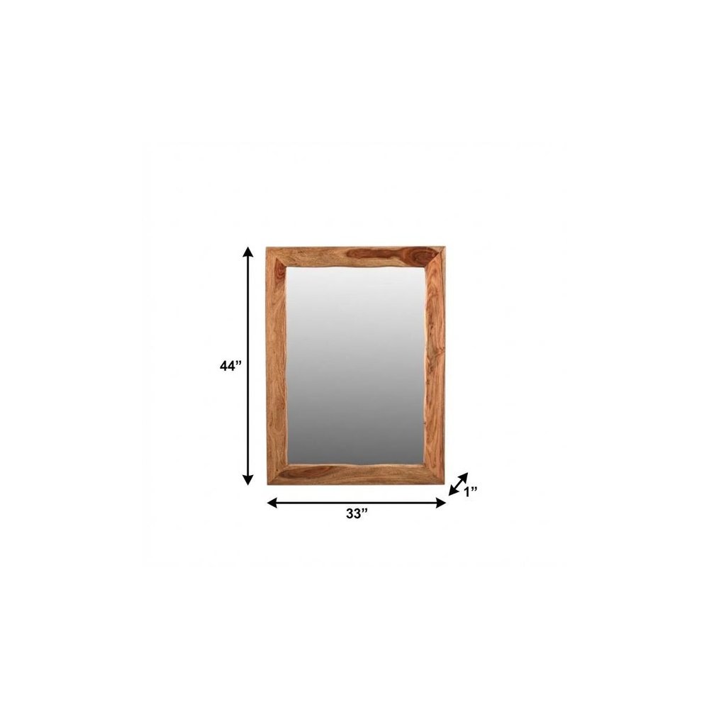 44" Brown Solid Wood Live Edge Framed Accent Mirror