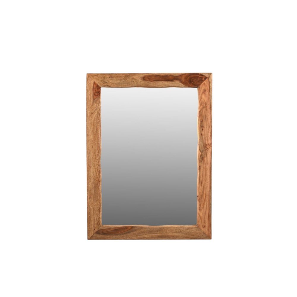 44" Brown Solid Wood Live Edge Framed Accent Mirror