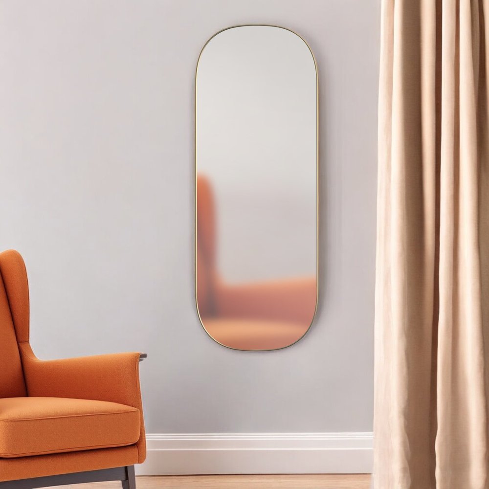 47" Gold Oval Framed Full Length Hanging Mirror