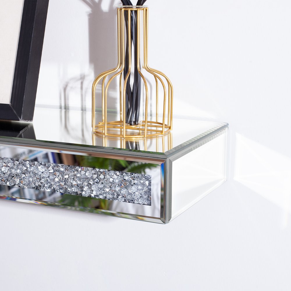 47" Clear Glass Wall Mounted Floating Shelf