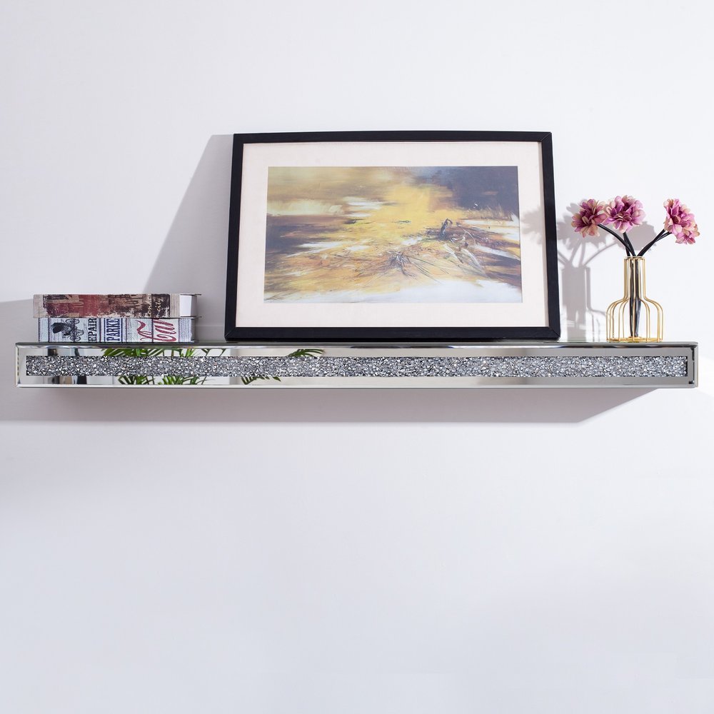 47" Clear Glass Wall Mounted Floating Shelf