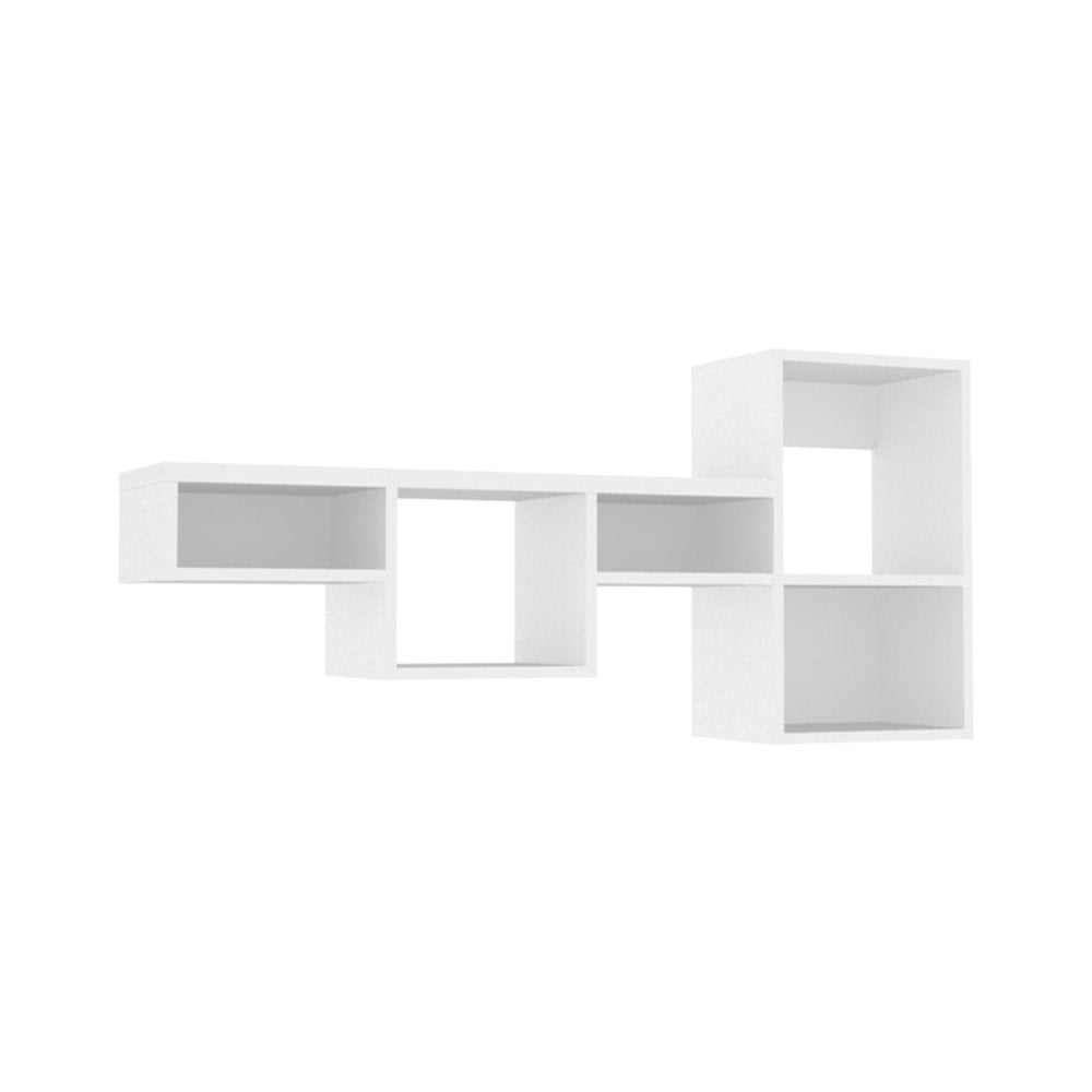 47" White Wood Wall Mounted Cubby Shelf