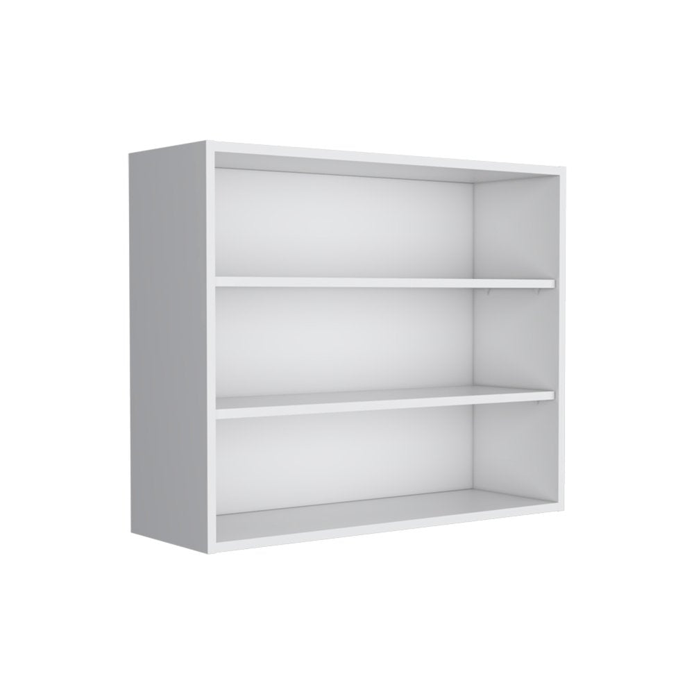 36" White Wood Three Tier Wall Mounted Floating Shelf