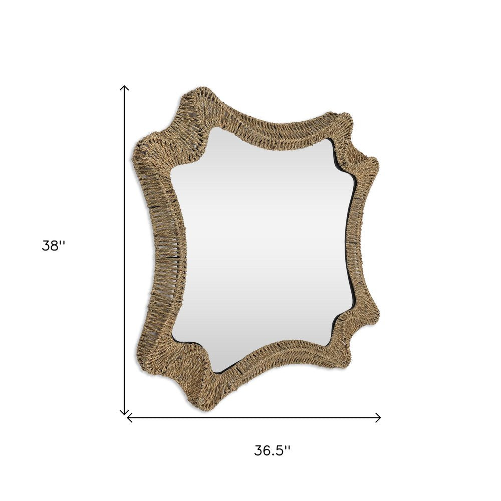 38" Brown Abstract Floating Rope Framed Accent Mirror