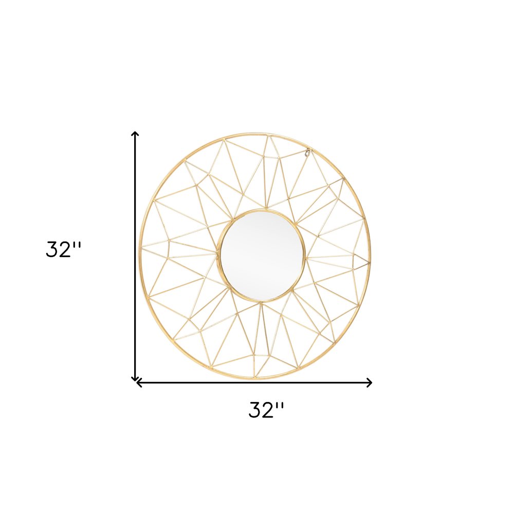 32" Gold Metal Round Accent Mirror