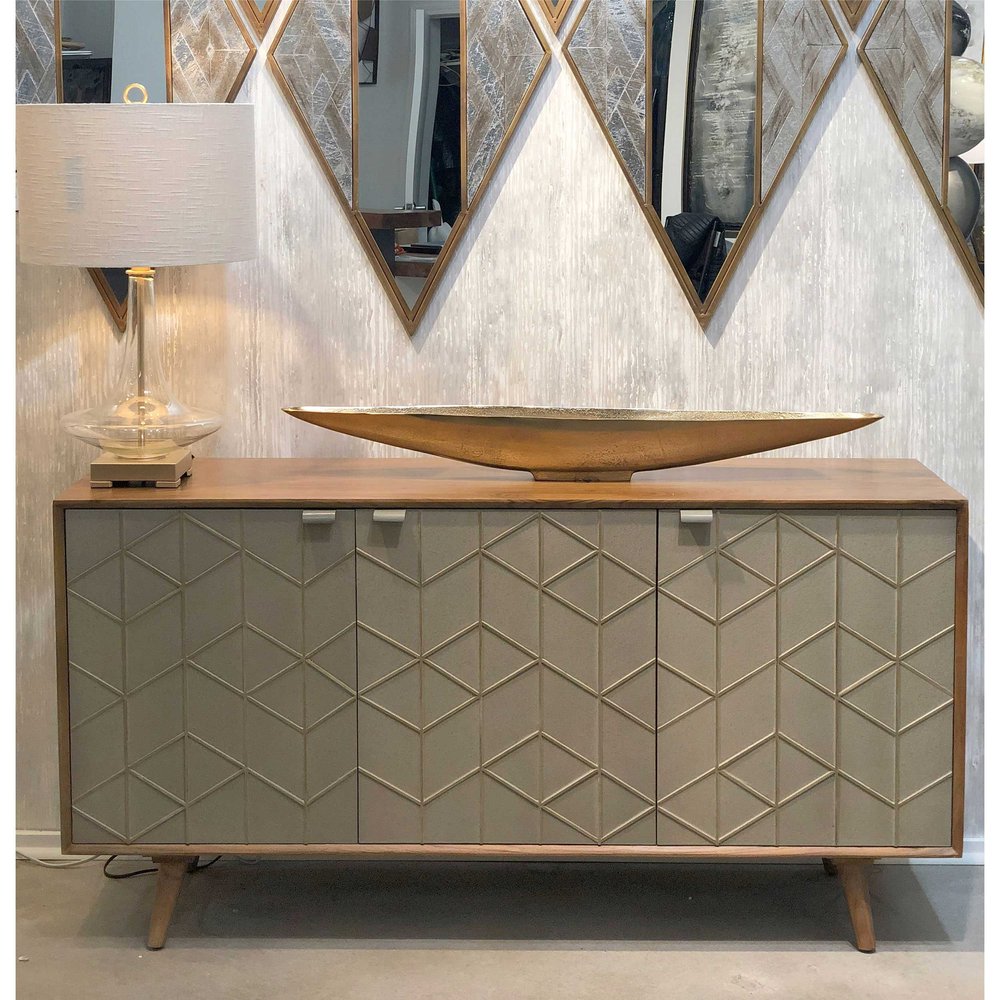 38" Brass And Silver Mixed Metal Diamond Accent Mirror
