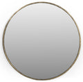 36" Antiqued Brass Iron Round Framed Accent Mirror