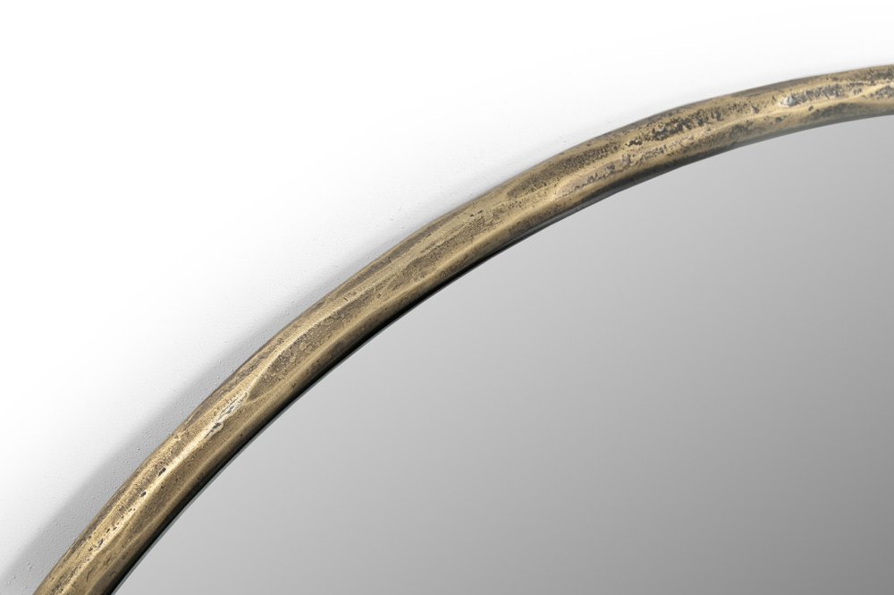 36" Antiqued Brass Iron Round Framed Accent Mirror