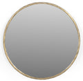 24" Antiqued Brass Iron Round Framed Accent Mirror