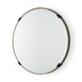 24" Gold And Black Metal Round Framed Accent Mirror
