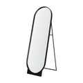 67" Black Metal Oval Freestanding Tilting Geometric Framed Standing Mirror