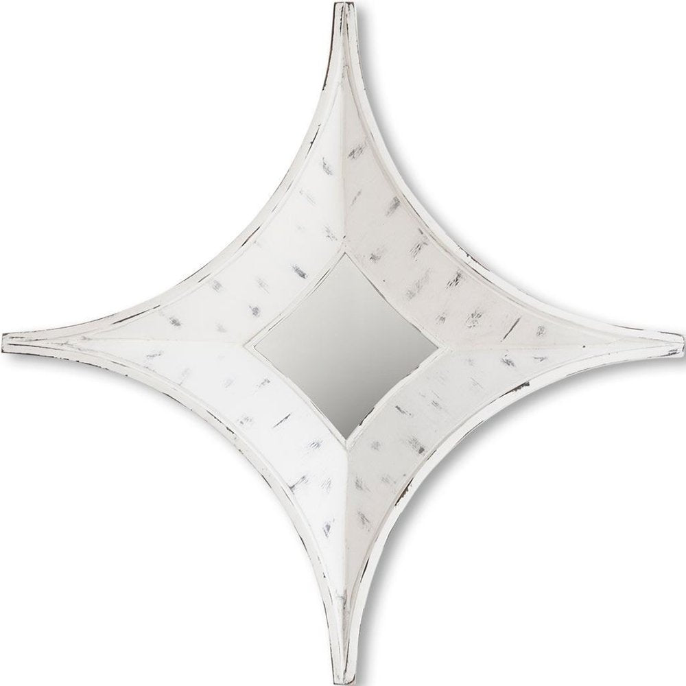 17" White Solid Wood Star Framed Accent Mirror