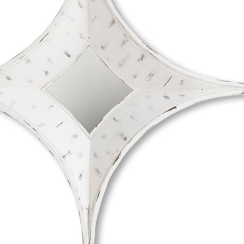 17" White Solid Wood Star Framed Accent Mirror