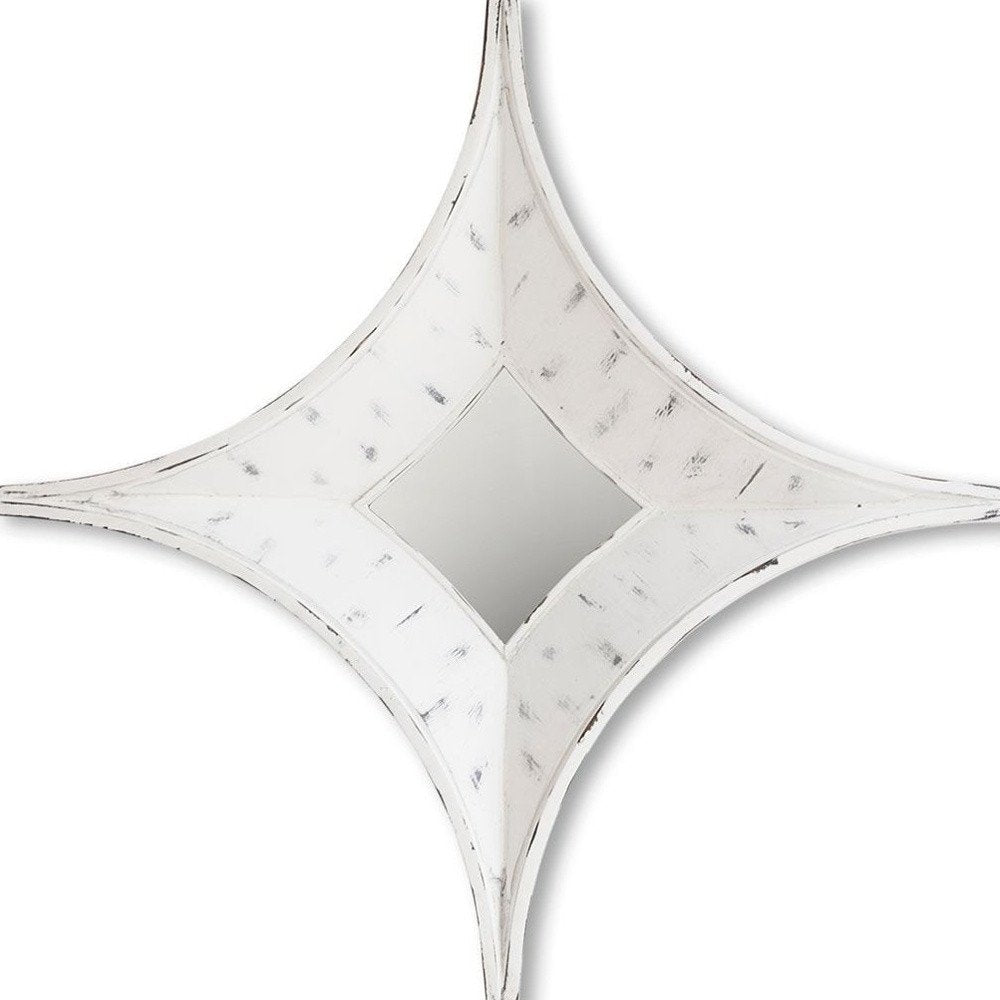17" White Solid Wood Star Framed Accent Mirror