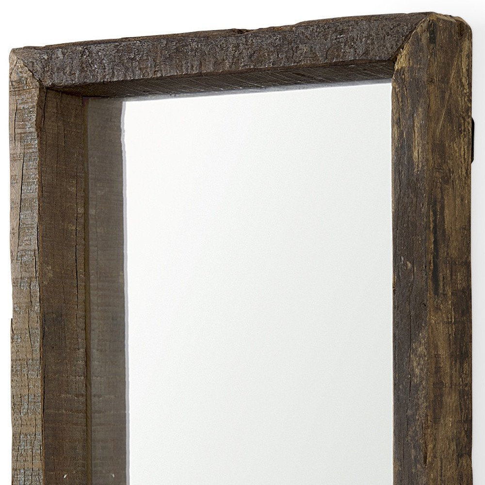 18" Brown Solid Wood Framed Accent Mirror