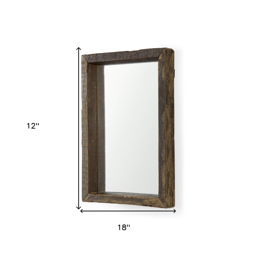 18" Brown Solid Wood Framed Accent Mirror